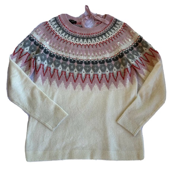 Talbots Sweater Knit Womens Sz S Petite Tie Neck Sequins Holidays Pullover. - Picture 1 of 9